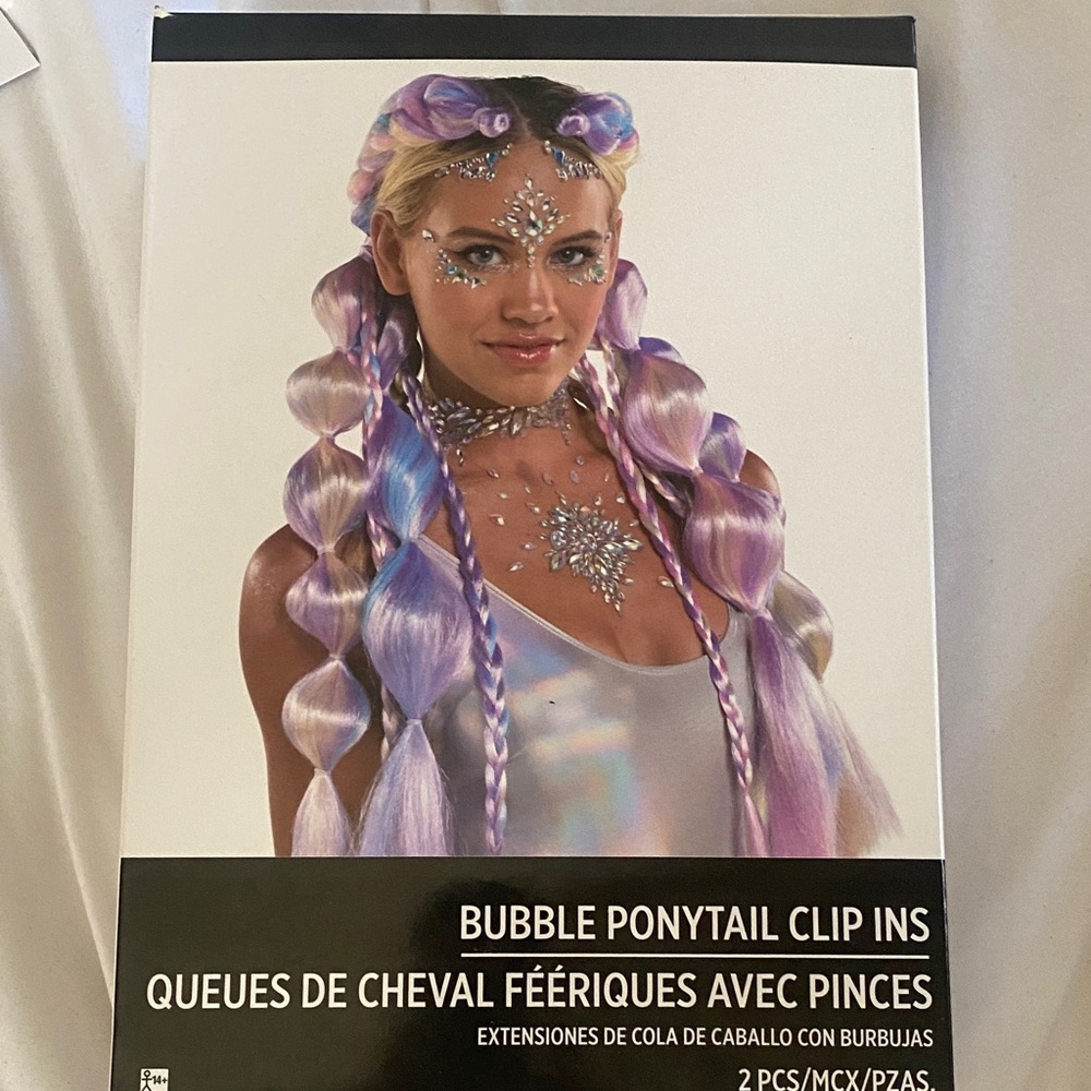 Bubble Ponytail Clip Ins with Purple and Pink Hues